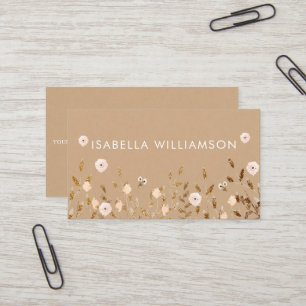Wild Blossom   Glitter Floral Elegant Kraft Visitekaartje