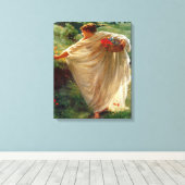 Wild Blossoms (door Edward Poynter) Canvas Afdruk (Insitu (Houten vloer))