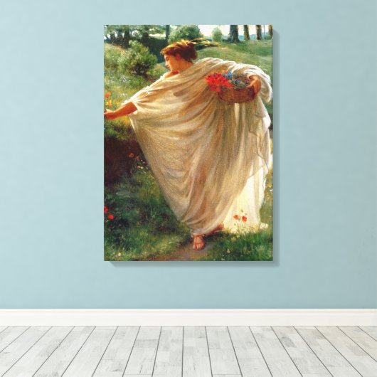 Wild Blossoms (door Edward Poynter) Canvas Afdruk (Insitu (Houten vloer))