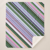 Wild Blue Asters Paarse, Blauwe en Groene Streep Sherpa Deken (Voorkant)