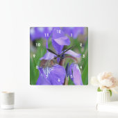 Wild Blue Flag Iris Flower Vierkante Klok (Huis)