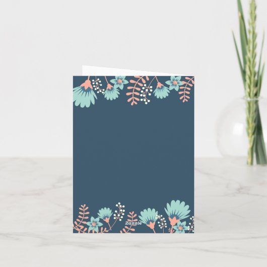 Wild Blue Floral Zwangerschap onthullen ouders gew Aankondiging (Achterkant)