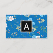 Wild Blue Flowers Spring Garden Pattern | Monogram Visitekaartje (Voorkant)