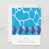 Wild Blue Giraffe Pattern Birthday Invitation Kaart (Voorkant)