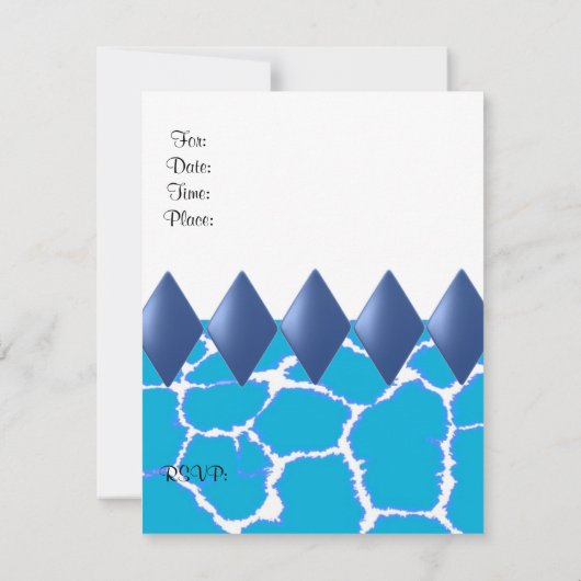 Wild Blue Giraffe Pattern Birthday Invitation Kaart (Achterkant)