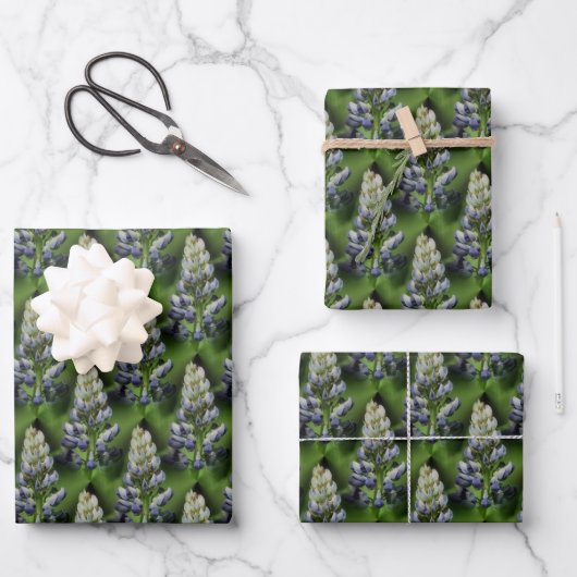 Wild Blue Lupine Flowers Natuur Patroon  Inpakpapier Vel (Voorkant)