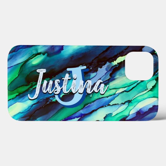 Wild Blue Oceanscape Alcohol Ink Case-Mate iPhone Case (Achterkant (horizontaal))