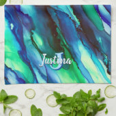 Wild Blue Oceanscape Alcohol Ink Theedoek (Gevouwen)