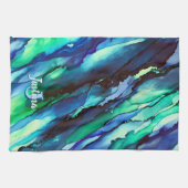 Wild Blue Oceanscape Alcohol Ink Theedoek (Horizontaal)