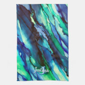 Wild Blue Oceanscape Alcohol Ink Theedoek (Verticaal)
