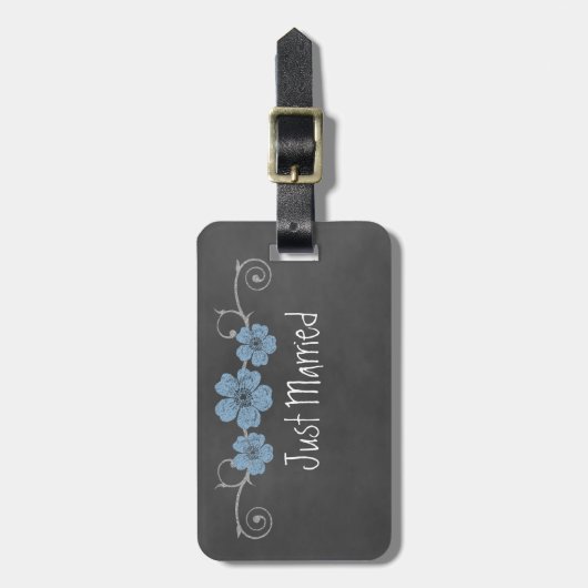 Wild Blue Rozen Chalkboard Bagagelabel (Voorkant verticaal)