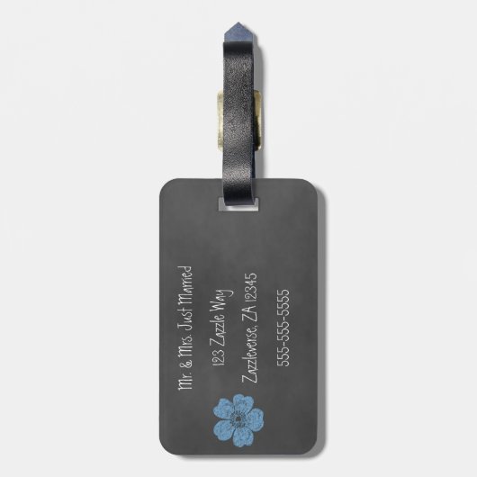 Wild Blue Rozen Chalkboard Bagagelabel (Achterkant verticaal)