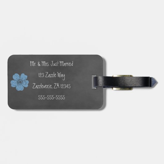 Wild Blue Rozen Chalkboard Bagagelabel (Achterkant horizontaal)