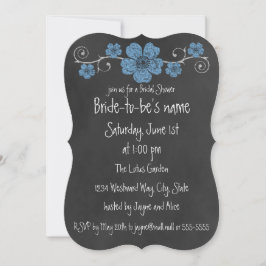 Wild Blue Rozen Chalkboard Bridal Kaart