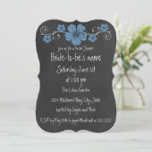 Wild Blue Rozen Chalkboard Bridal Kaart (Staand voorkant)