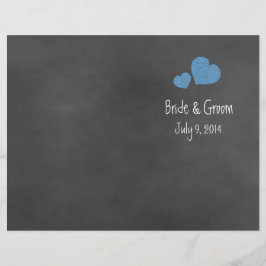 Wild Blue Rozen Chalkboard Folded Wedding Programm