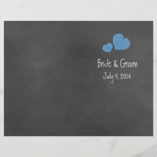 Wild Blue Rozen Chalkboard Folded Wedding Programm (Voorkant)