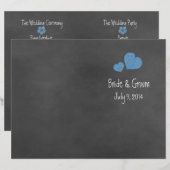 Wild Blue Rozen Chalkboard Folded Wedding Programm (Voorkant / Achterkant)