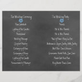 Wild Blue Rozen Chalkboard Folded Wedding Programm (Achterkant)