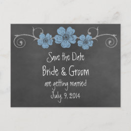 Wild Blue Rozen Chalkboard Save the Date Briefkaar Aankondigingskaart