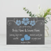 Wild Blue Rozen Chalkboard Wedding Invitation Kaart (Staand voorkant)