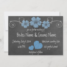 Wild Blue Rozen Chalkboard Wedding Invitation
