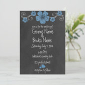 Wild Blue Rozen Chalkboard Wedding Invitation Kaart (Staand voorkant)