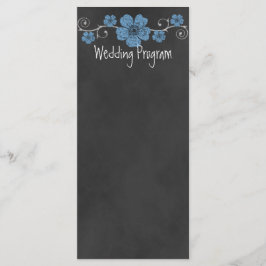 Wild Blue Rozen Chalkboard Wedding Program Kaart