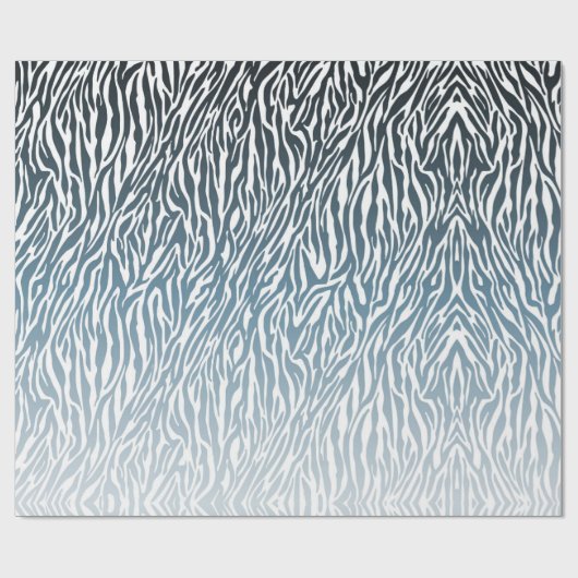 Wild Blue Zebra Print Ombre Cadeaupapier (Vlak)