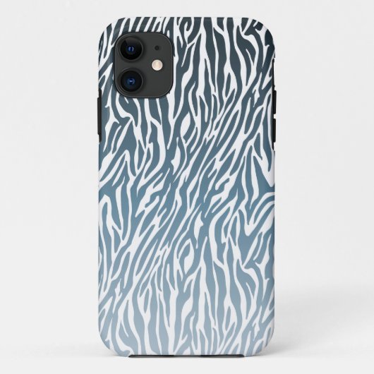 Wild Blue Zebra Print Ombre Case-Mate iPhone Case (Achterkant)