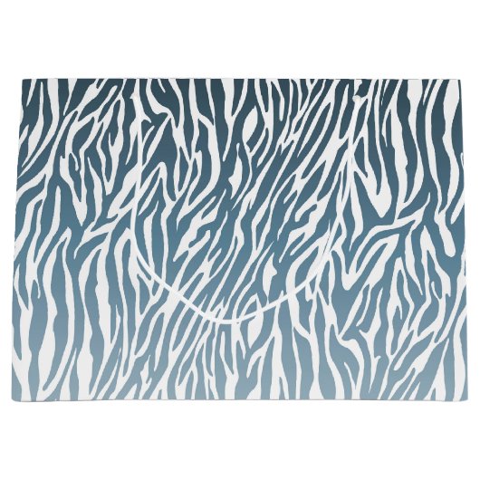 Wild Blue Zebra Print Ombre Groot Cadeauzakje (Voorkant)