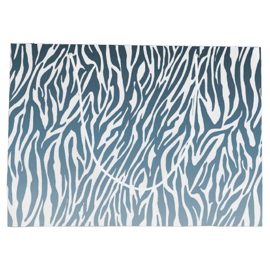 Wild Blue Zebra Print Ombre Groot Cadeauzakje (Achterkant)