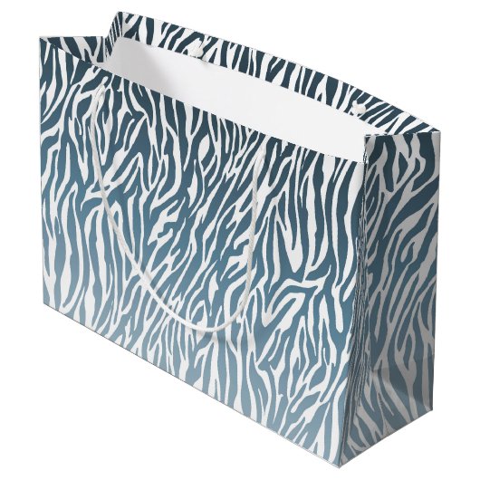 Wild Blue Zebra Print Ombre Groot Cadeauzakje (Achterkant Gekanteld)