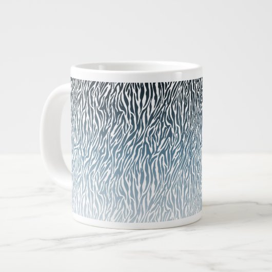 Wild Blue Zebra Print Ombre Grote Koffiekop (Links)