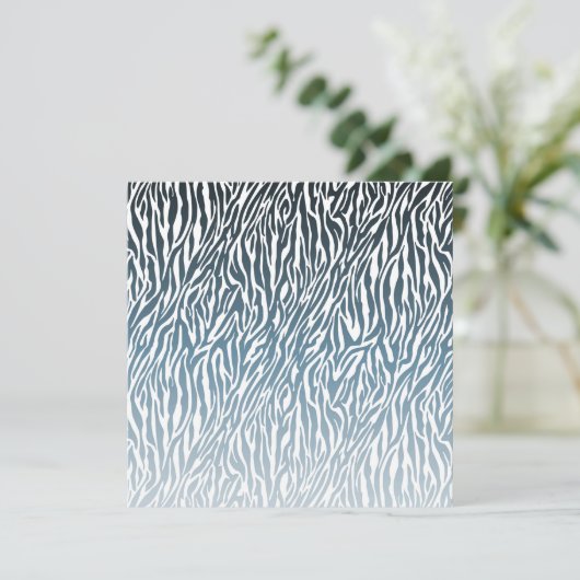 Wild Blue Zebra Print Ombre Kaart (Staand voorkant)
