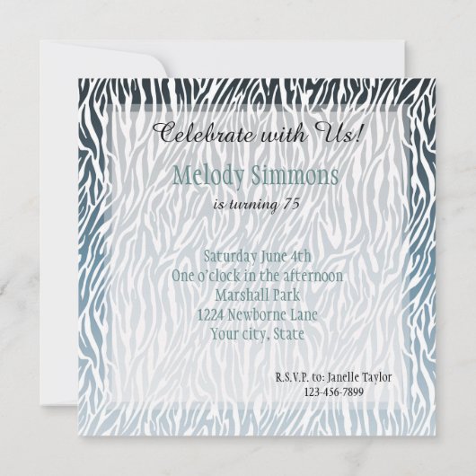 Wild Blue Zebra Print Ombre Kaart (Achterkant)