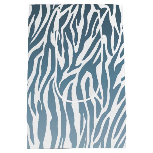 Wild Blue Zebra Print Ombre Medium Cadeauzakje (Achterkant)