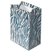 Wild Blue Zebra Print Ombre Medium Cadeauzakje (Achterkant Gekanteld)