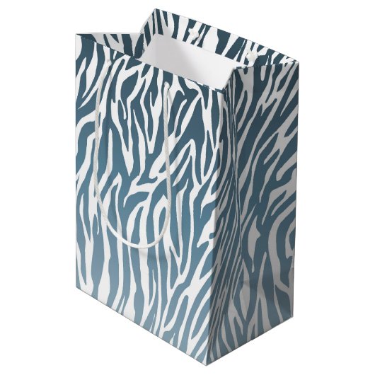 Wild Blue Zebra Print Ombre Medium Cadeauzakje (Achterkant Gekanteld)