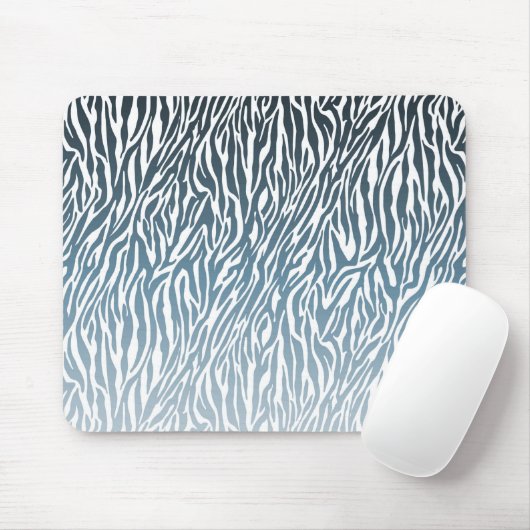 Wild Blue Zebra Print Ombre Muismat (Met muis)