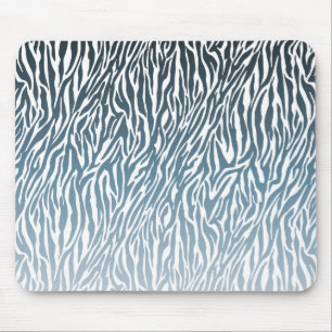 Wild Blue Zebra Print Ombre Muismat
