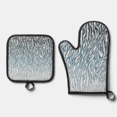 Wild Blue Zebra Print Ombre Ovenwant & Pannenlap Set (Voorkant)