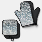 Wild Blue Zebra Print Ombre Ovenwant & Pannenlap Set (Voorkant / Achterkant)