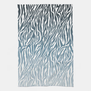Wild Blue Zebra Print Ombre Theedoek