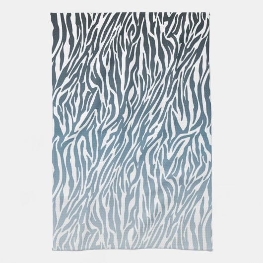 Wild Blue Zebra Print Ombre Theedoek (Verticaal)