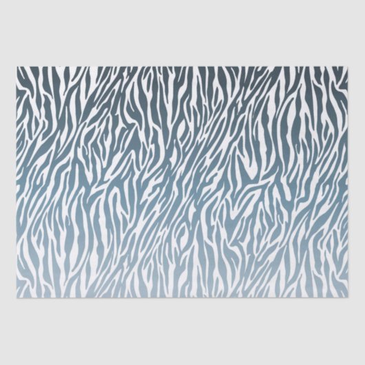 Wild Blue Zebra Print Ombre Tissuepapier (Voorkant)