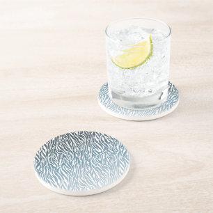 Wild Blue Zebra Print Ombre Zandsteen Onderzetter