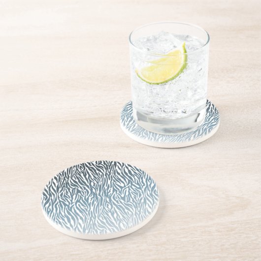 Wild Blue Zebra Print Ombre Zandsteen Onderzetter (Zijkant)