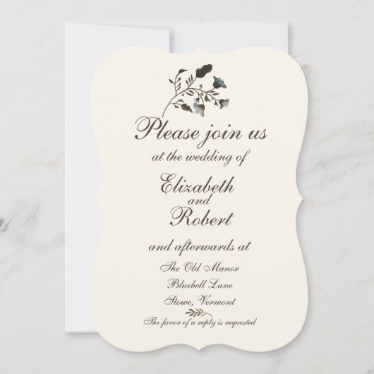 Wild Bluebell Waterverf Wedding Invitation Suite Kaart (Voorkant)