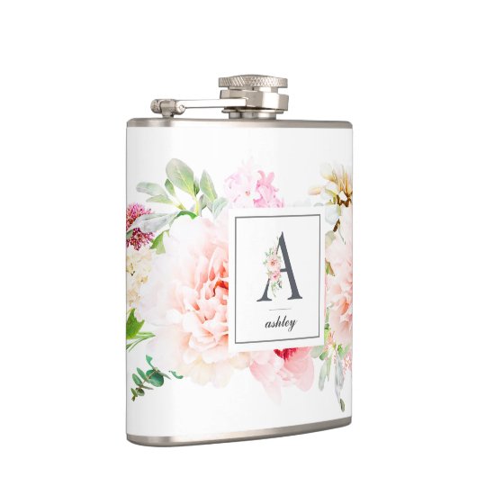 Wild Blush Botanical Letter A Monogram Heupfles (Rechts)
